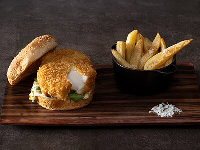 Hamburguer de Bacalhau da Noruega empanado